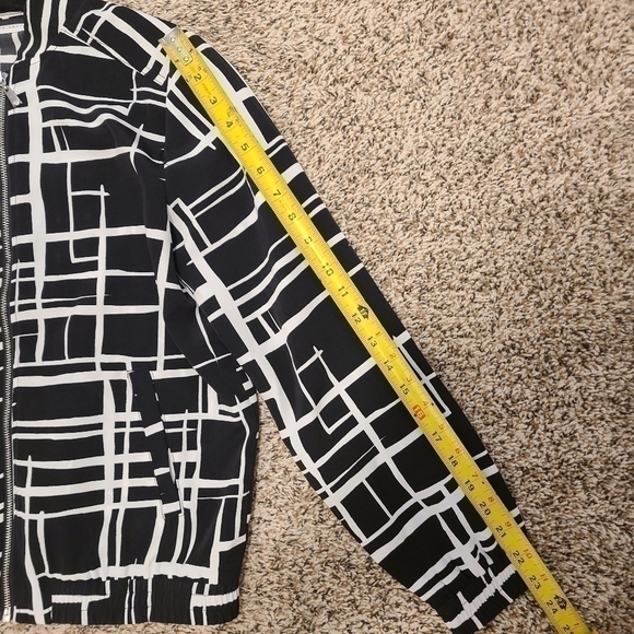 Susan Graver Bomber Jacket Peachskin Zip-Front Art Deco Avant Pop Bold Size XS - Picture 7 of 15